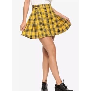 Harry Potter Womens Hufflepuff Plaid Pleated‎ Skirt Yellow Black Size Medium